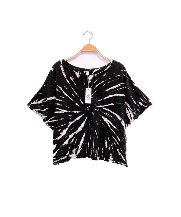 FABINA - Twist Cotton Tie Dye Crop Top Tee